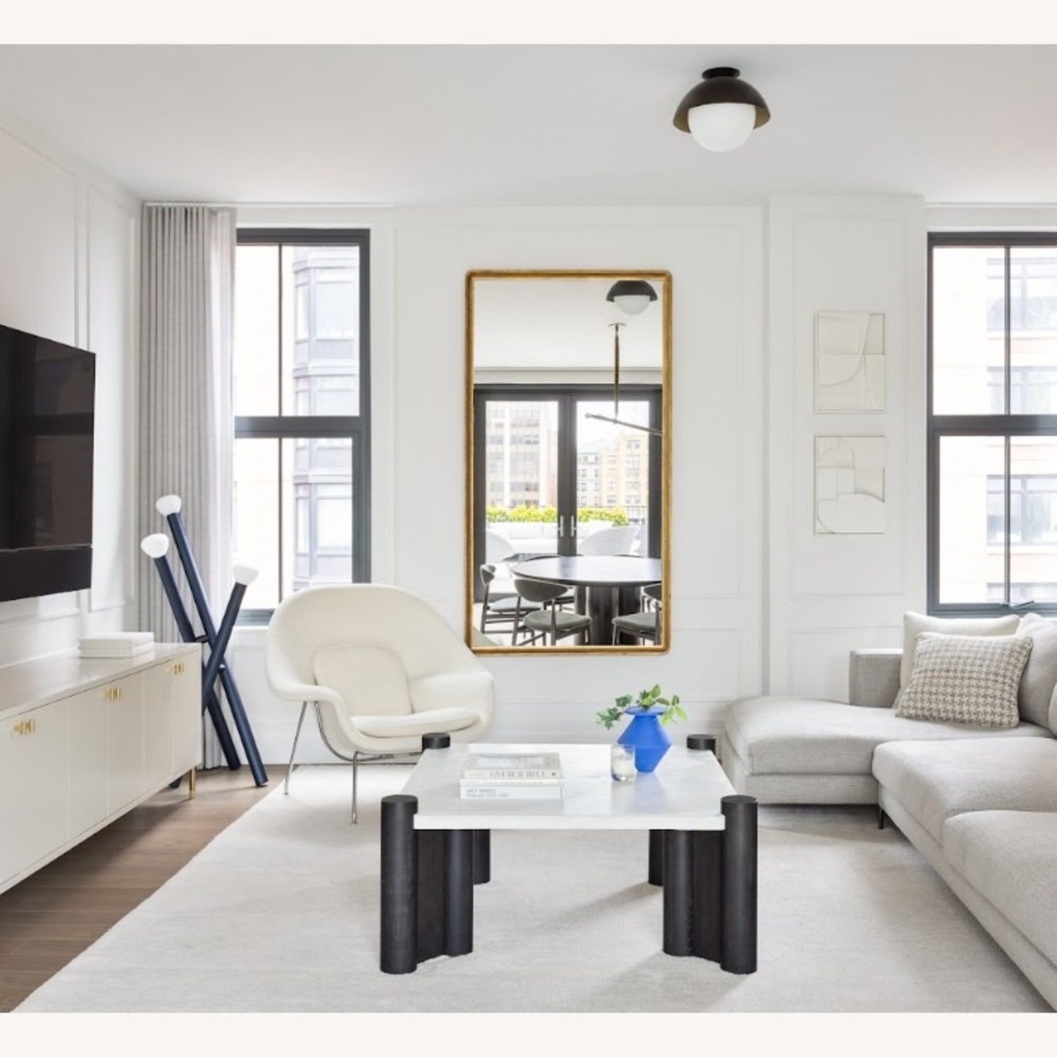 Restoration Hardware Salon Gold Glass Wall Mirror - image-4