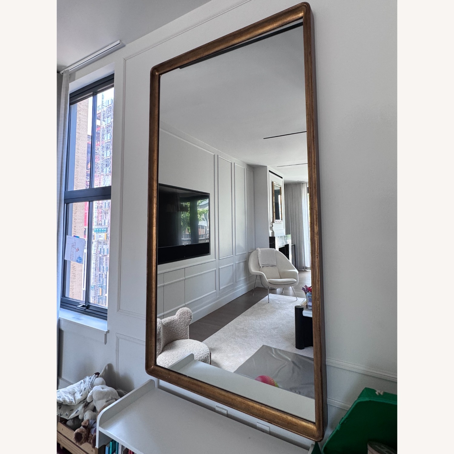 Restoration Hardware Salon Gold Glass Wall Mirror - image-1