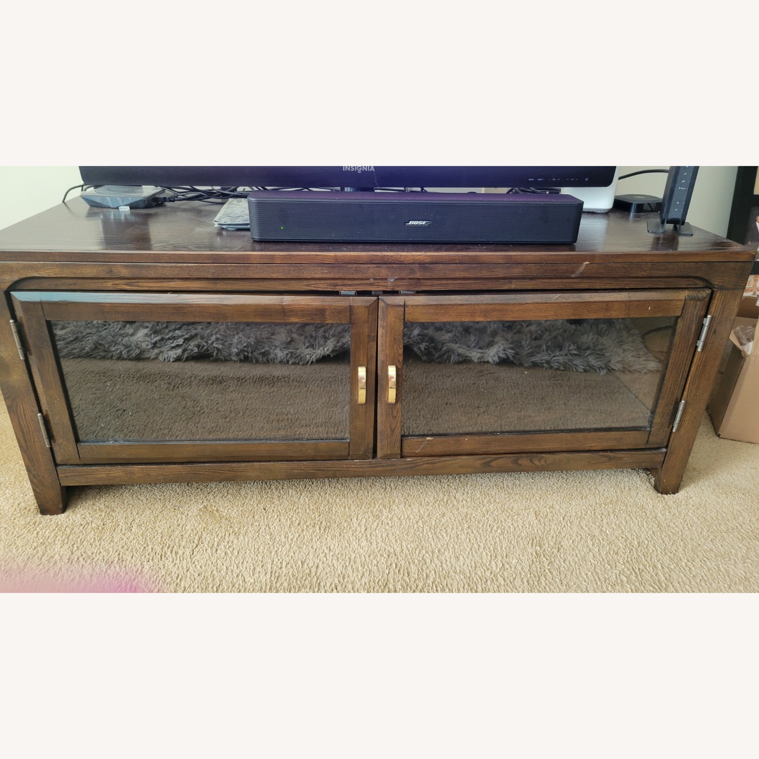 Mahogany TV Console with Storage - image-1