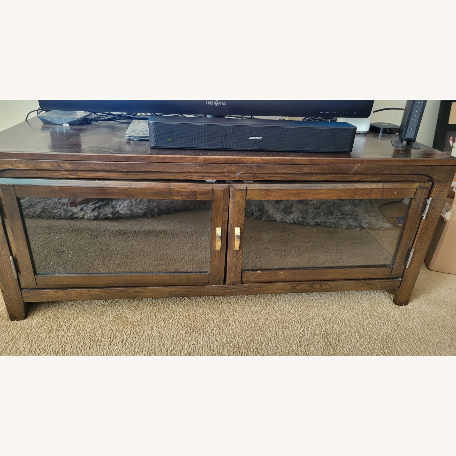 Mahogany TV Console with Storage - image-5