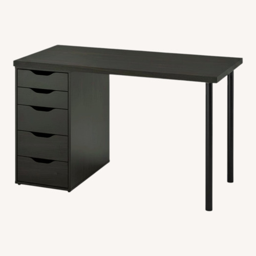 Used Hudson Yards Black Desk With Drawers for sale on AptDeco