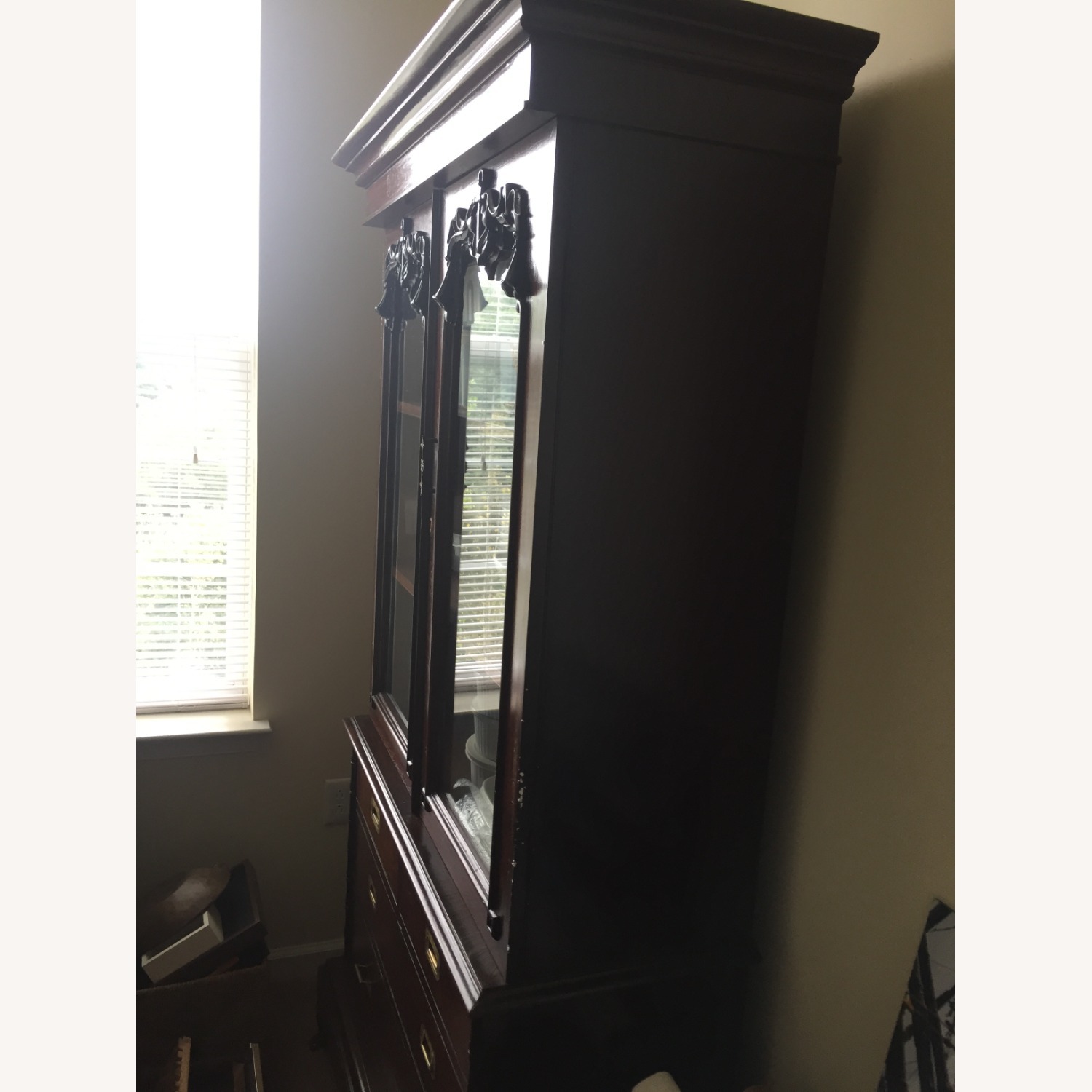 Antique Burmese Teak China Cabinet - image-2
