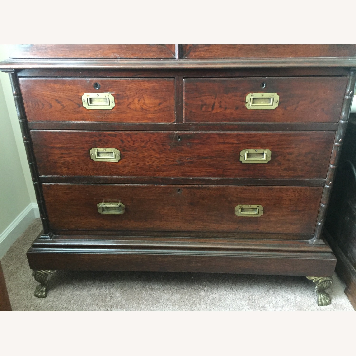 Antique Burmese Teak China Cabinet - image-4