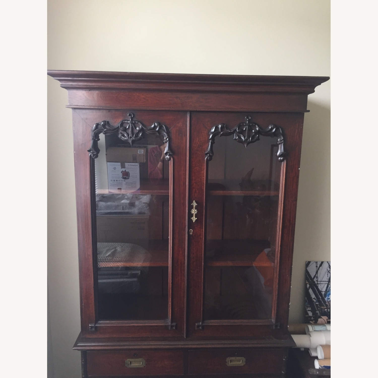Antique Burmese Teak China Cabinet - image-7