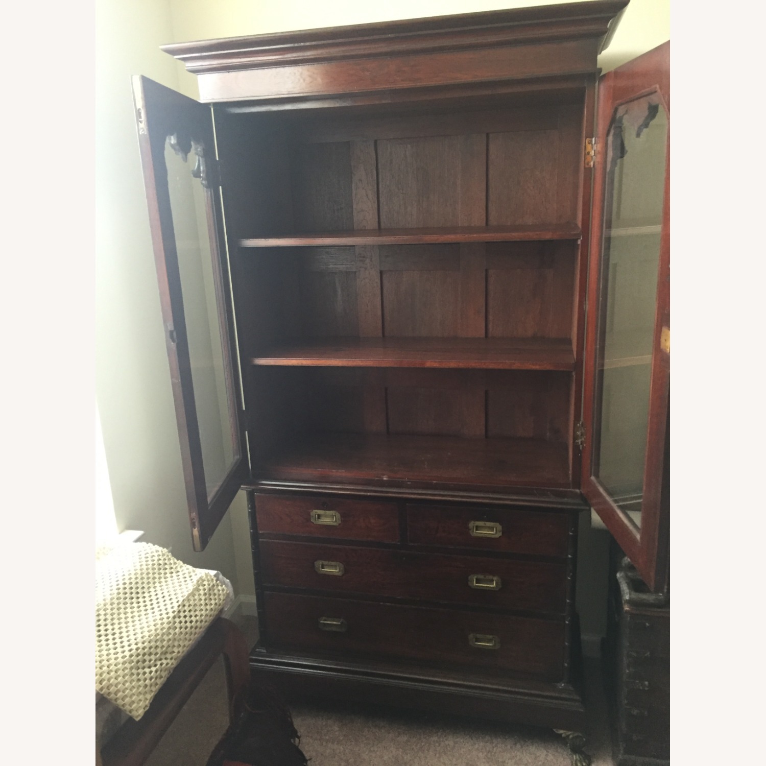 Antique Burmese Teak China Cabinet - image-3