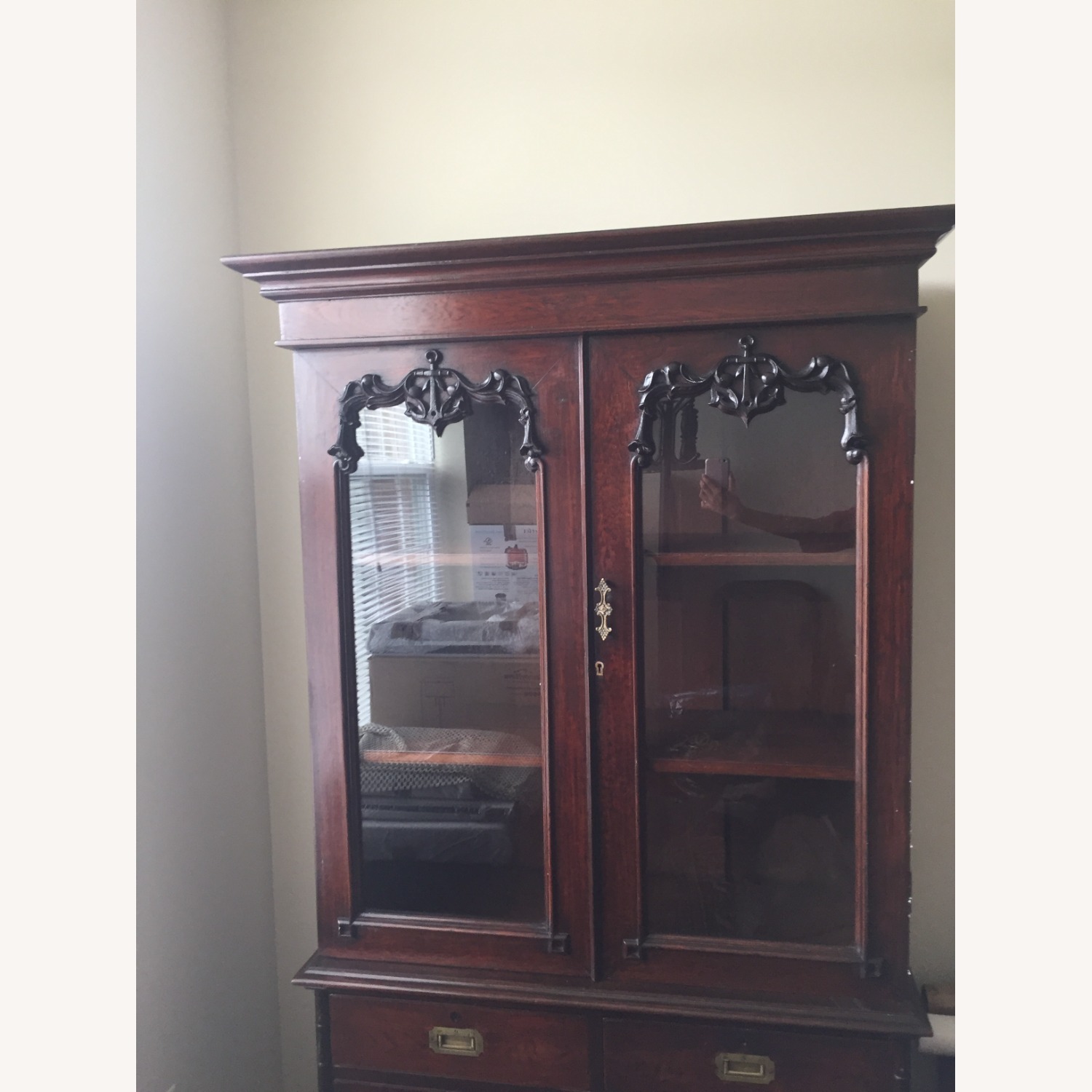 Antique Burmese Teak China Cabinet - image-6