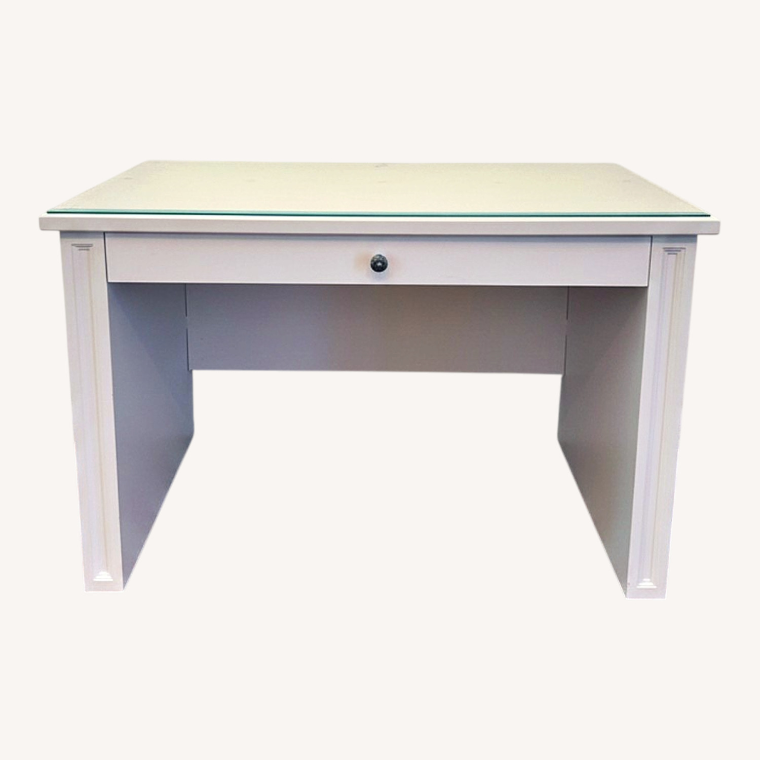 Solid Wood White Desk with Custom Glass Topper - image-0