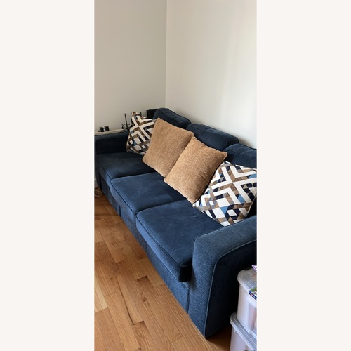 Used Blue Sofa With Storage and Console for sale on AptDeco