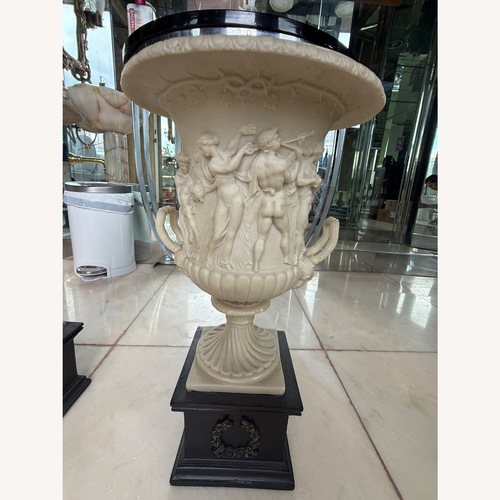 Used Antique Borghese Vase Set Of 2 Black Metal Décor for sale on AptDeco