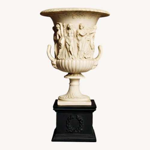 Used Antique Borghese Vase Set Of 2 Black Metal Décor for sale on AptDeco
