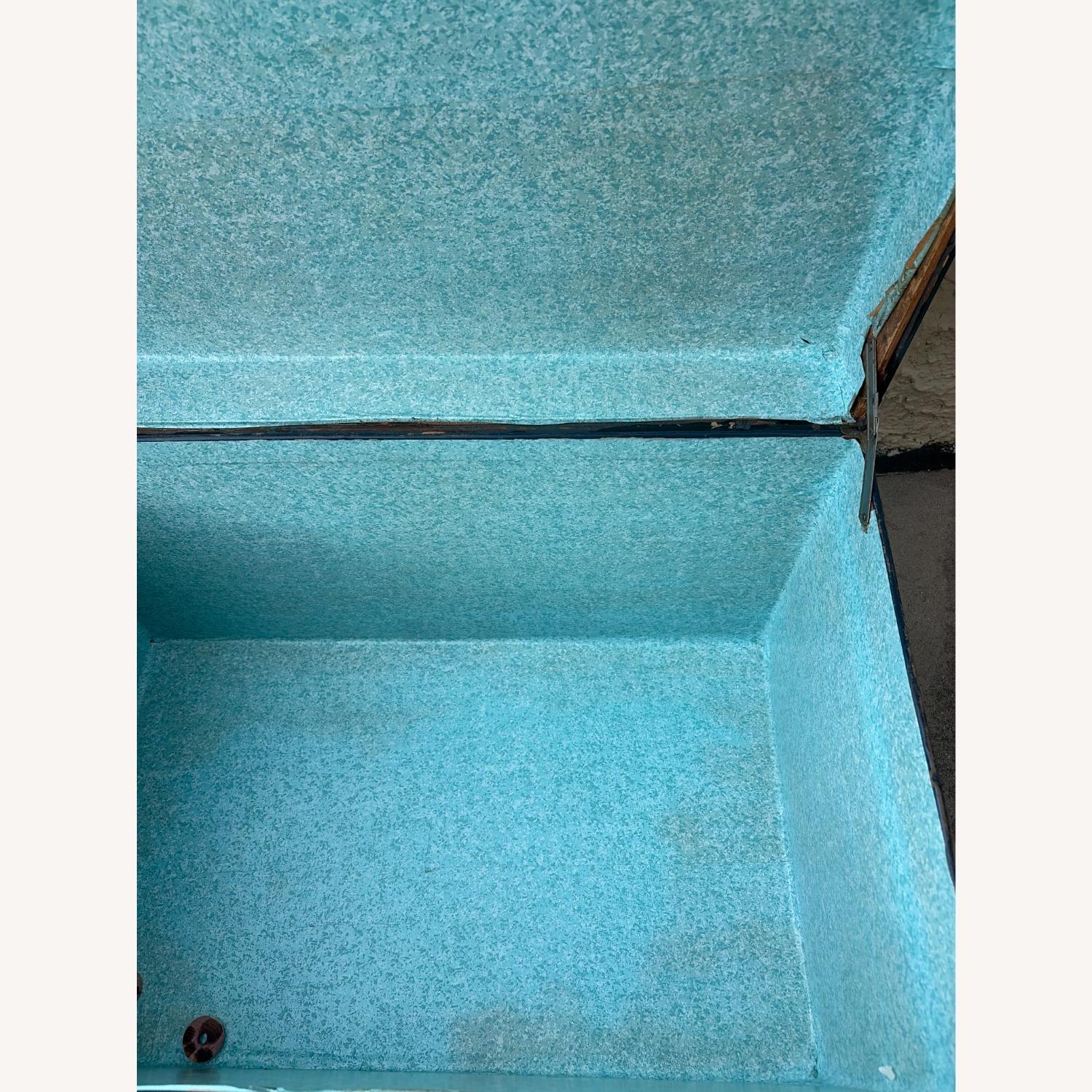 Vintage Steamer Trunk | Teal Brass Accents Chest - image-7