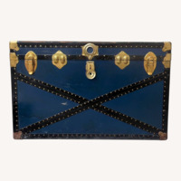 Vintage Steamer Trunk | Teal Brass Accents Chest
