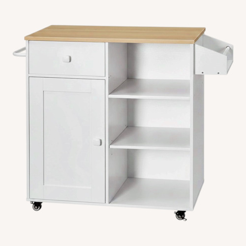 Used Amazon White Wood Bar Cart for sale on AptDeco