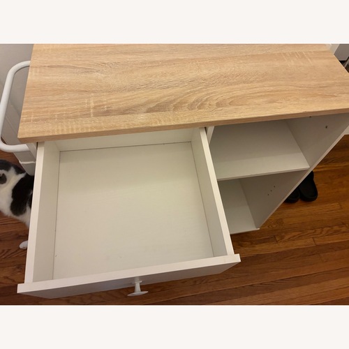 Used Amazon White Wood Bar Cart for sale on AptDeco