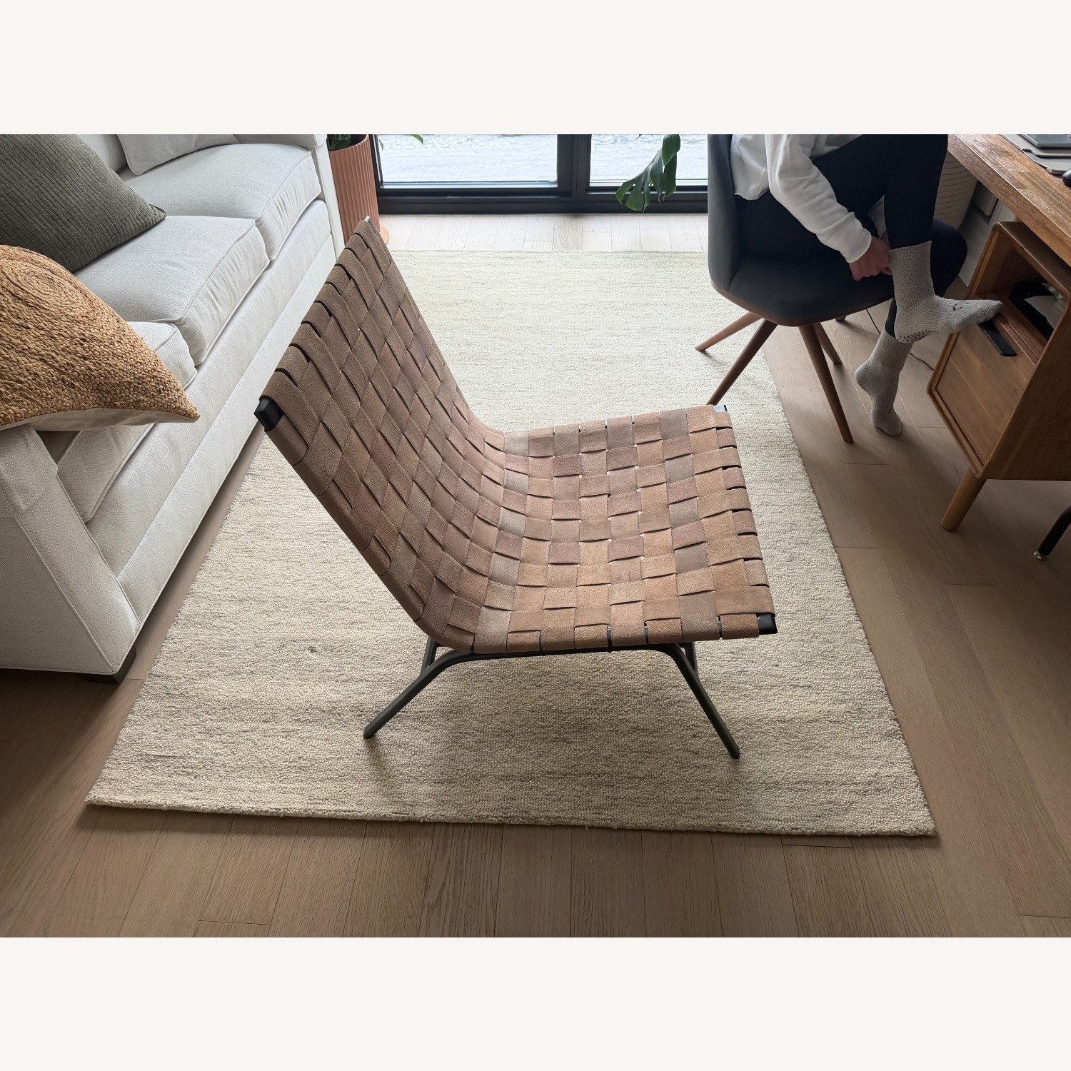 Pottery Barn Shay Woven Leather Accent Chair - image-3