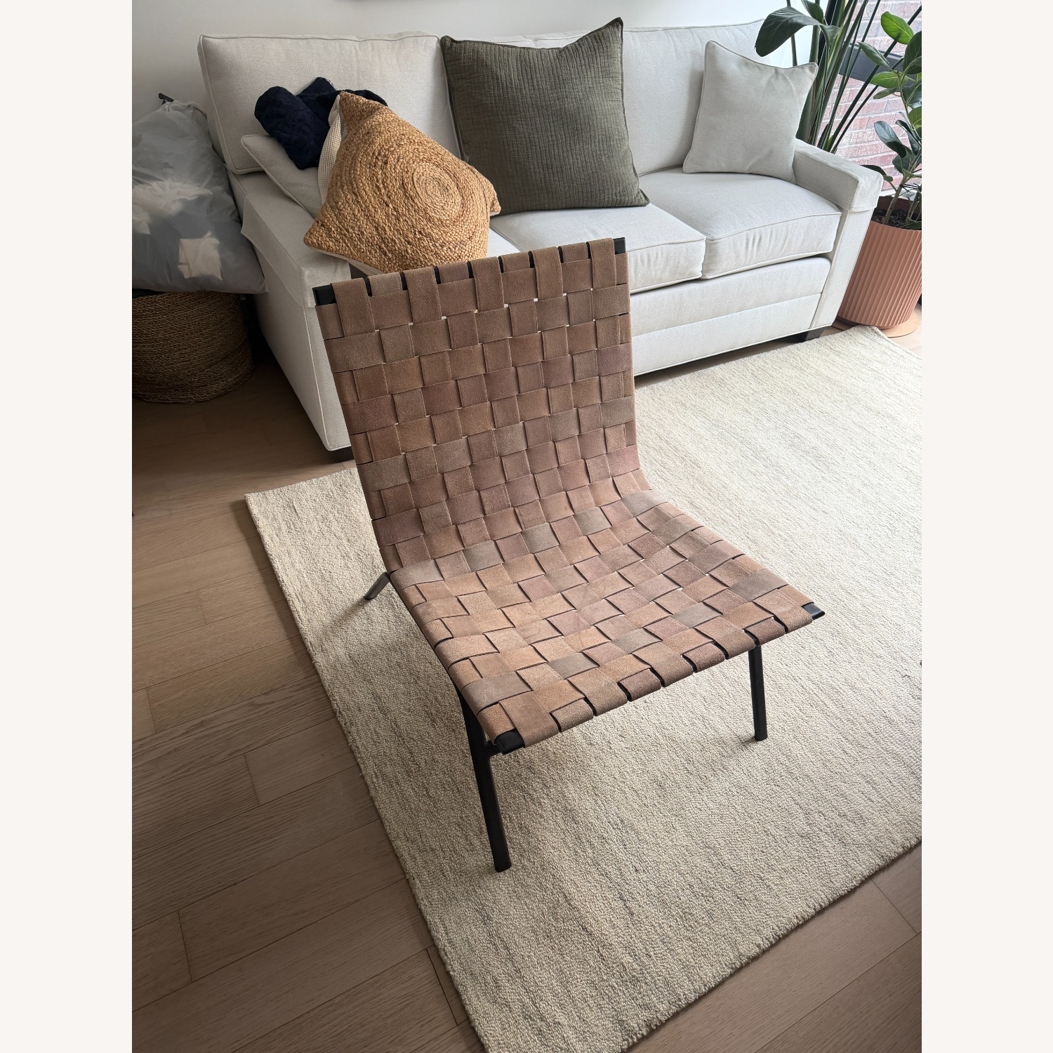 Pottery Barn Shay Woven Leather Accent Chair - image-2