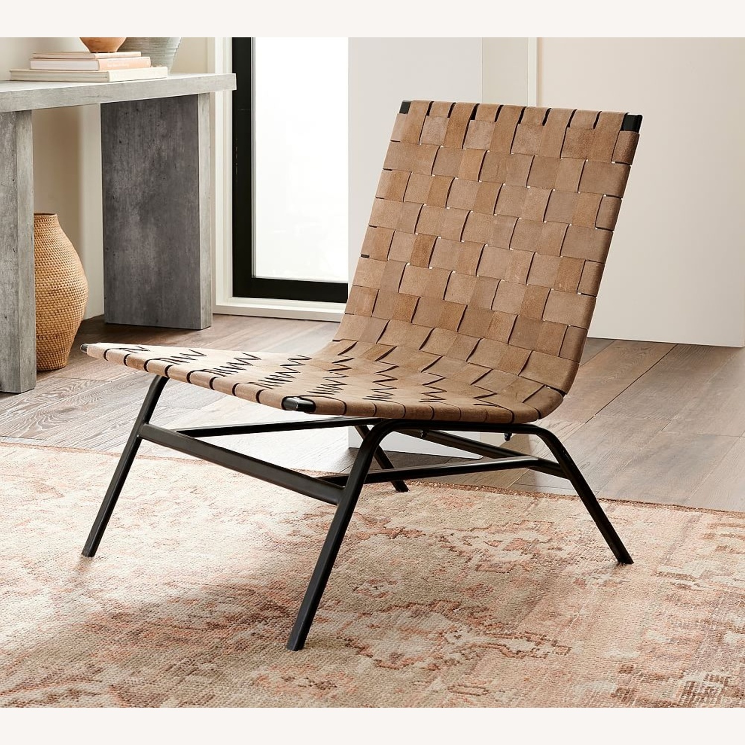 Pottery Barn Shay Woven Leather Accent Chair - image-6