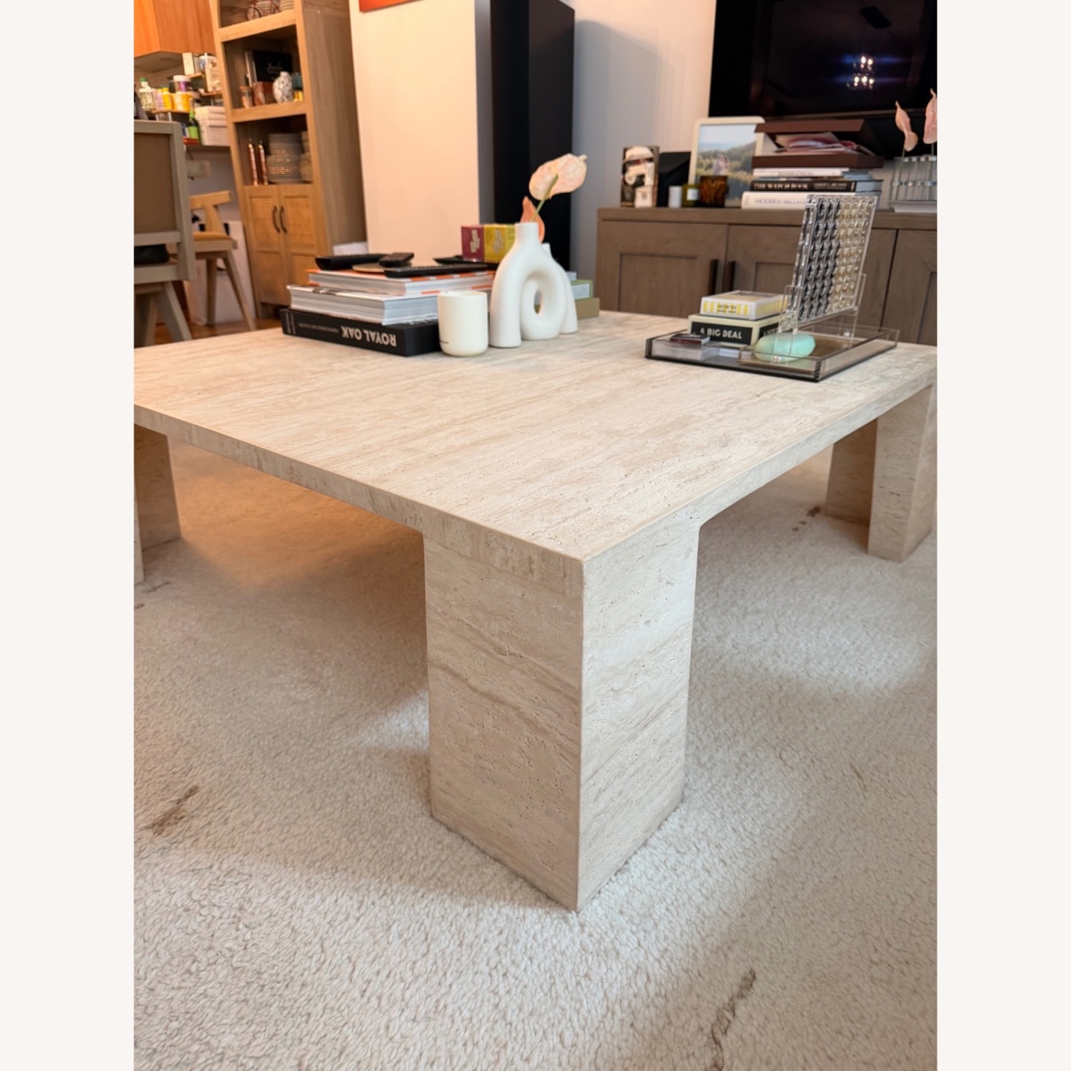 Restoration Hardware Wyeth Travertine Rectangular Coffee Table - image-1
