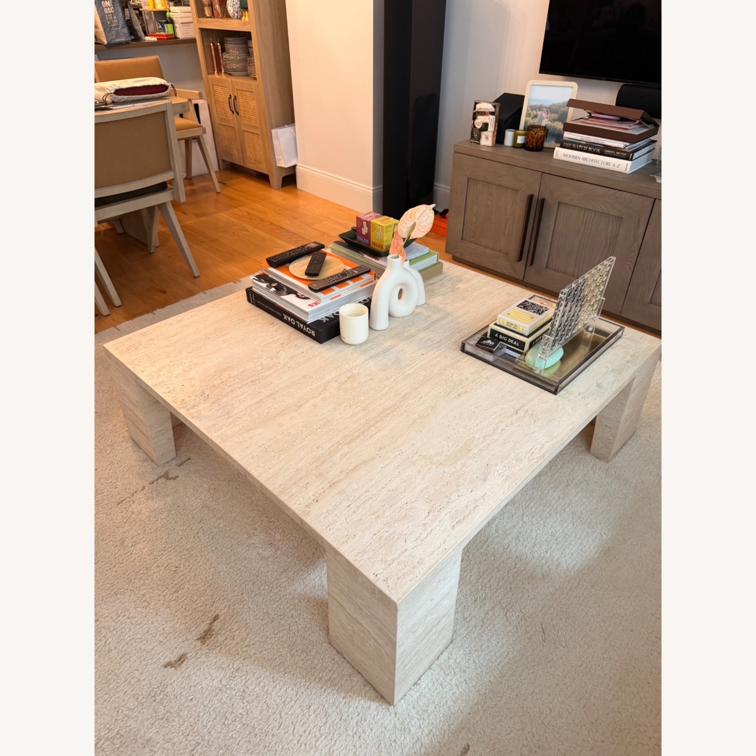 Restoration Hardware Wyeth Travertine Rectangular Coffee Table - image-5