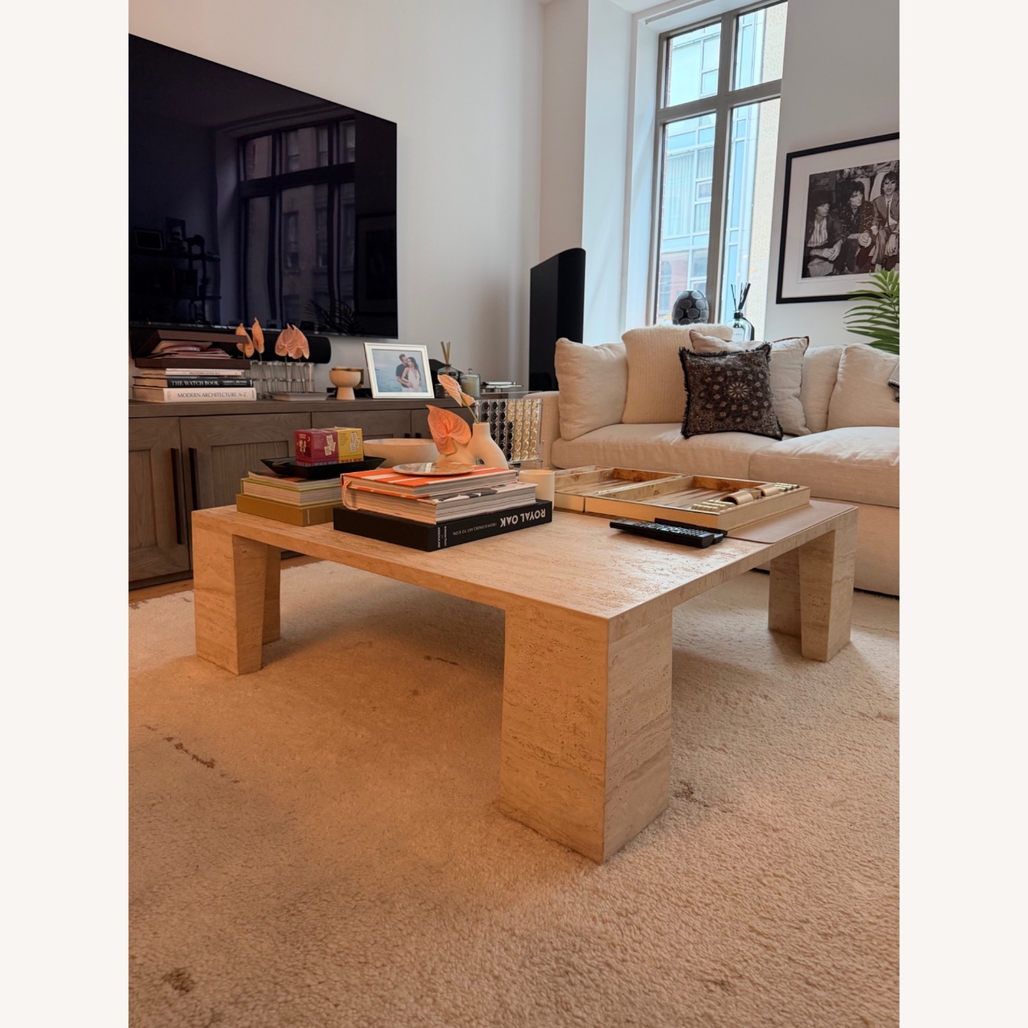 Restoration Hardware Wyeth Travertine Rectangular Coffee Table - image-6