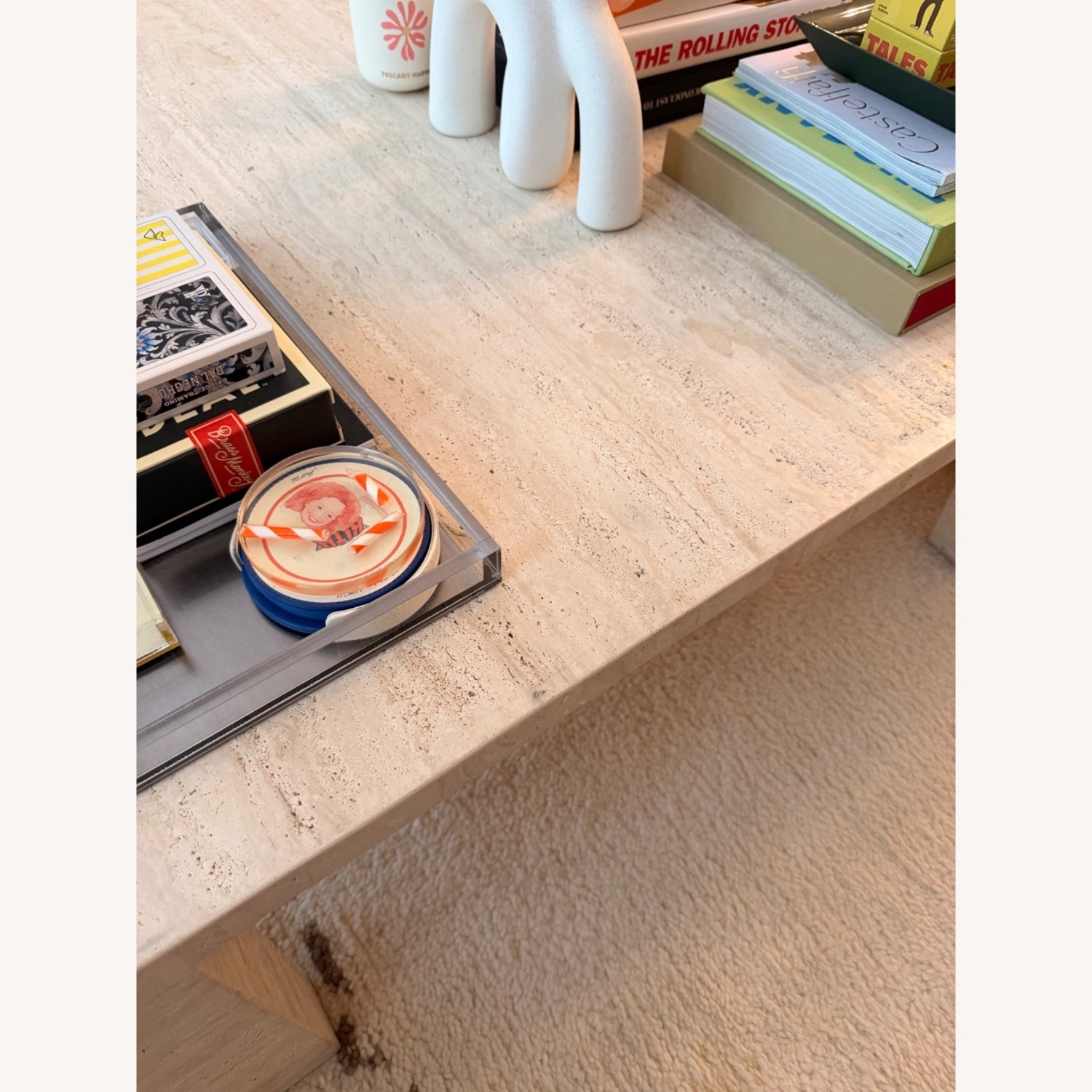 Restoration Hardware Wyeth Travertine Rectangular Coffee Table - image-7