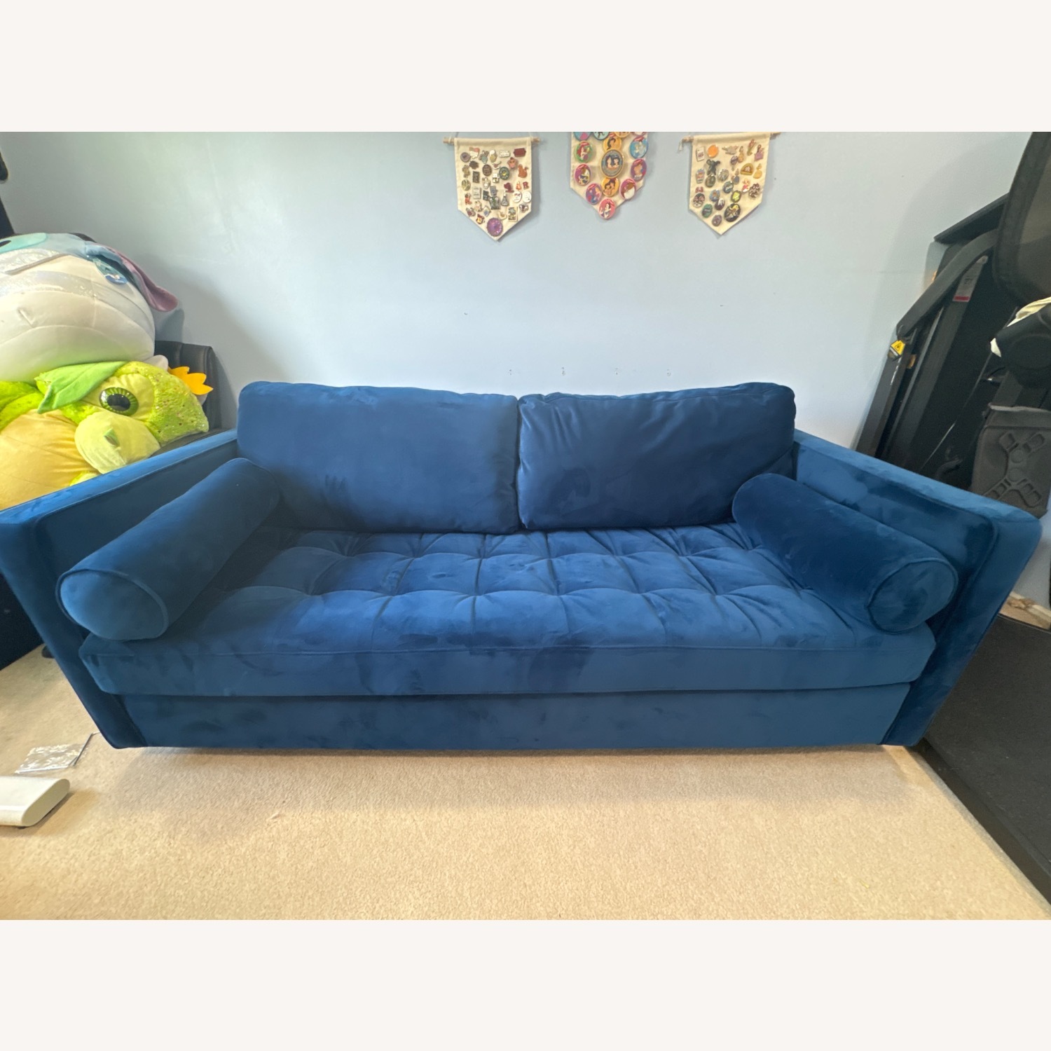 Joybird Blue Velvet Sleeper Sofa - image-2
