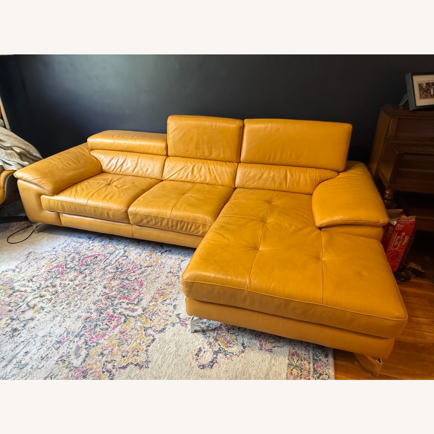 J&M Warm Yellow Italian Leather Sectional  - image-2