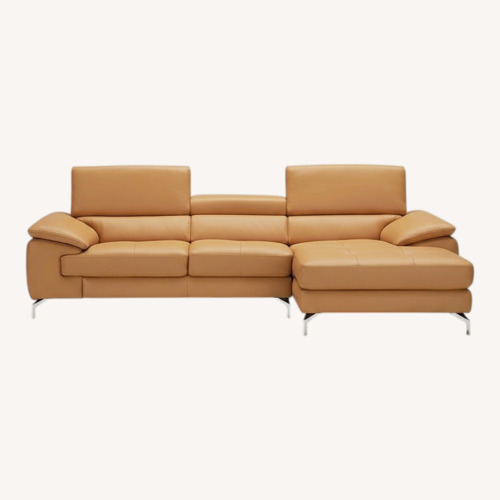 Used J&M Warm Yellow Italian Leather Sectional  for sale on AptDeco