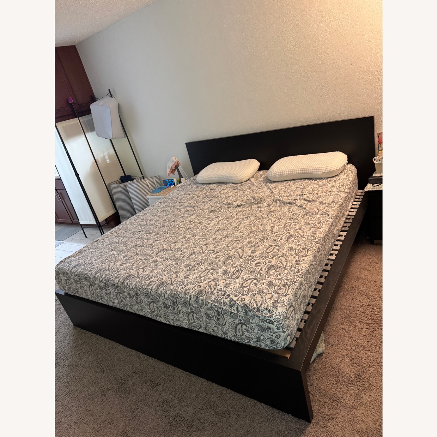 IKEA Malm Dark Brown Wood King Bed - image-2