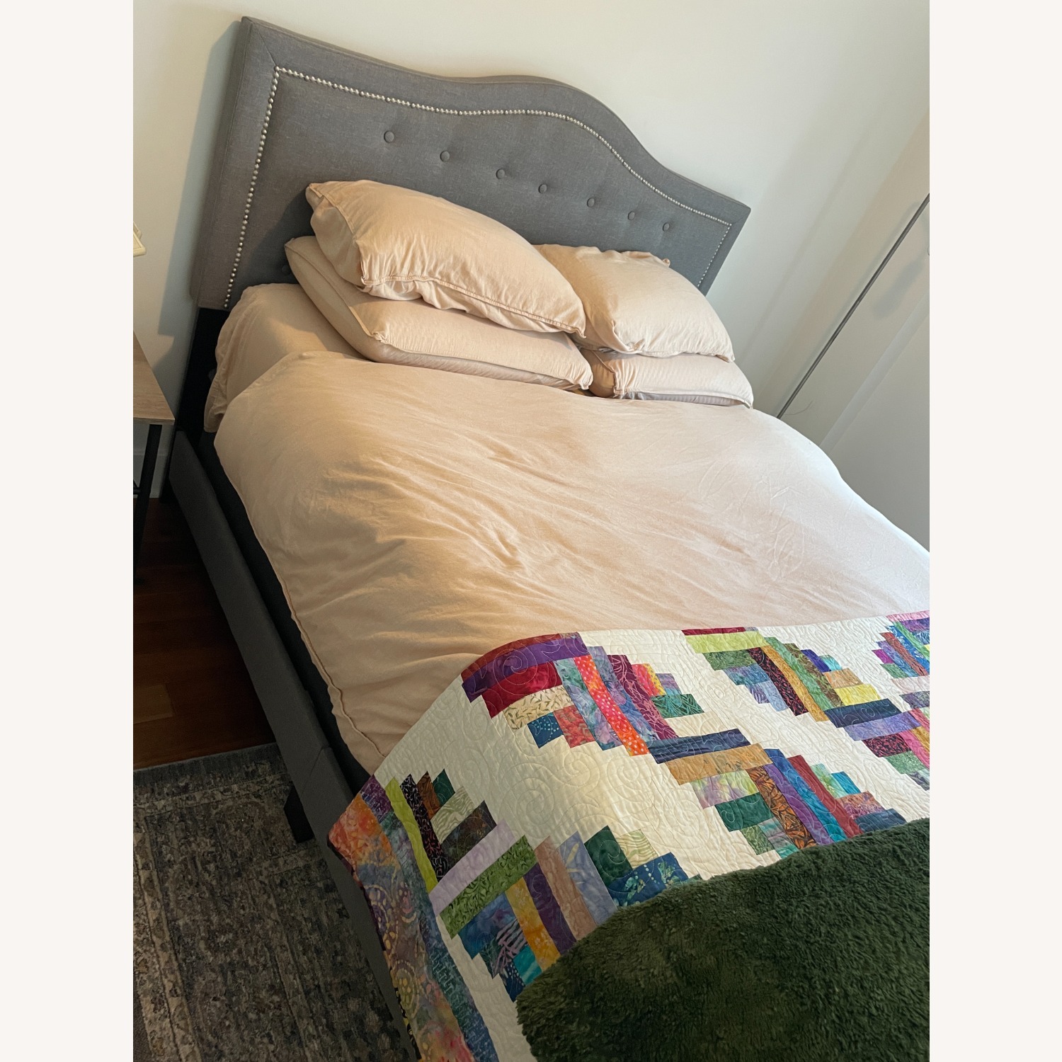 Baxton Studio Light Gray Fabric Queen Bed - image-2