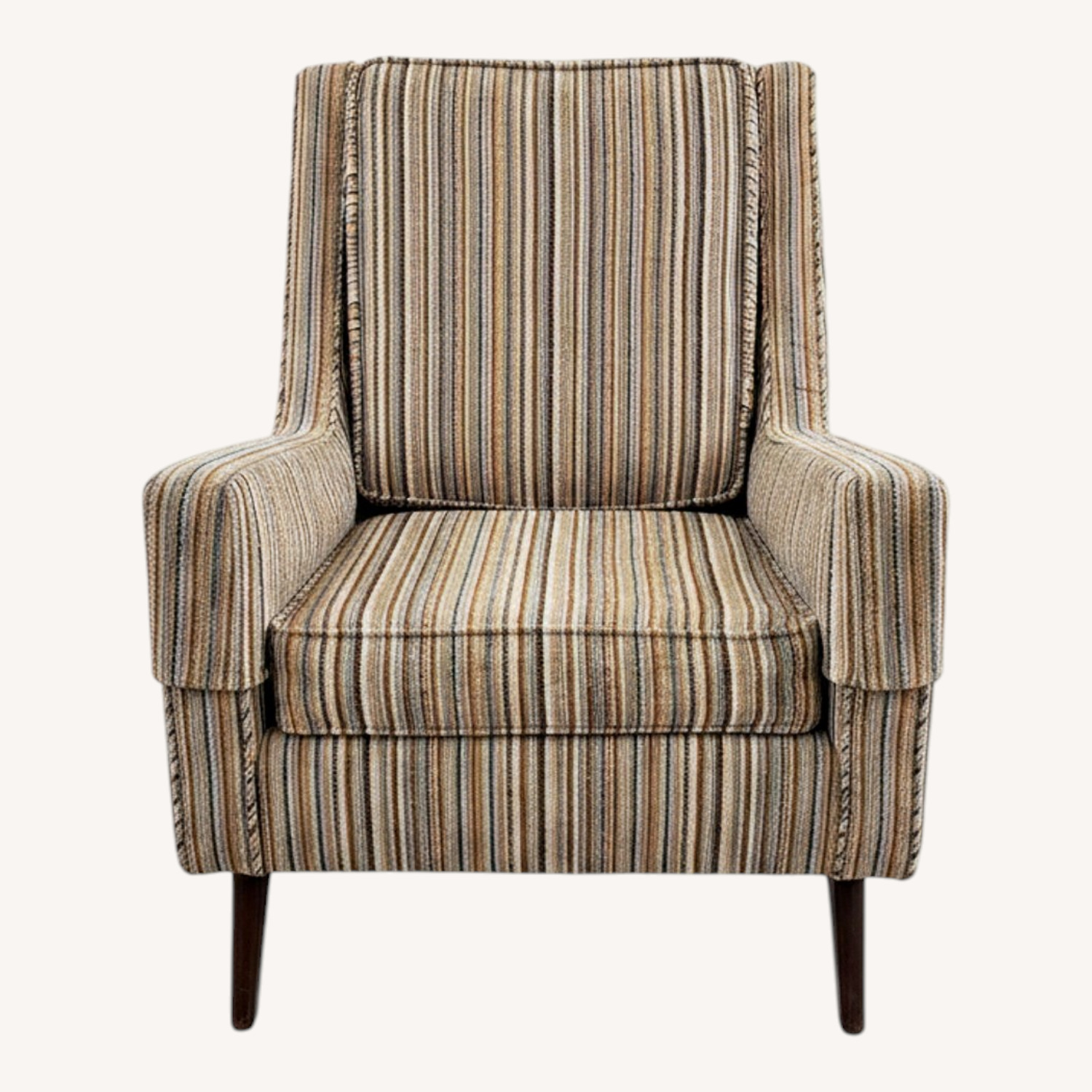 Vintage Stripe Upholstered Armchairs - image-0