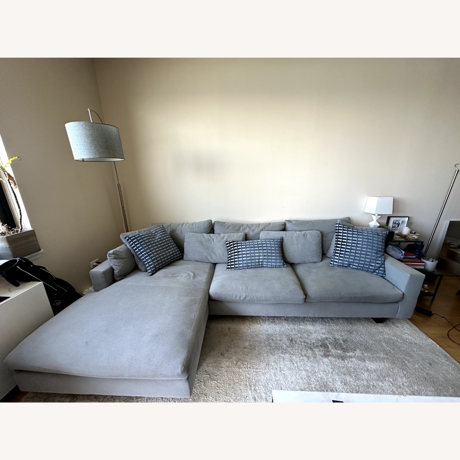 West Elm Harmony Light Gray Fabric Chaise Lounge - image-2