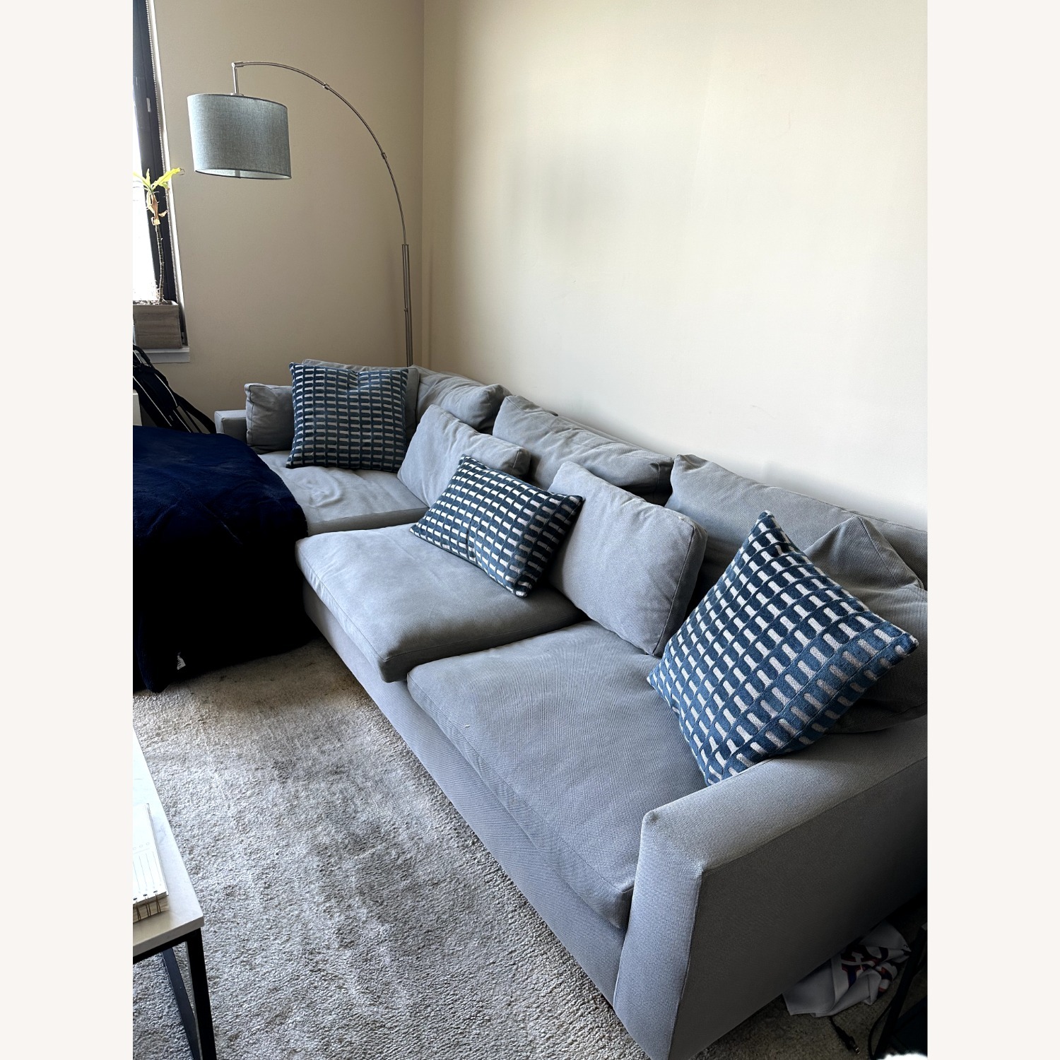 West Elm Harmony Light Gray Fabric Chaise Lounge - image-3