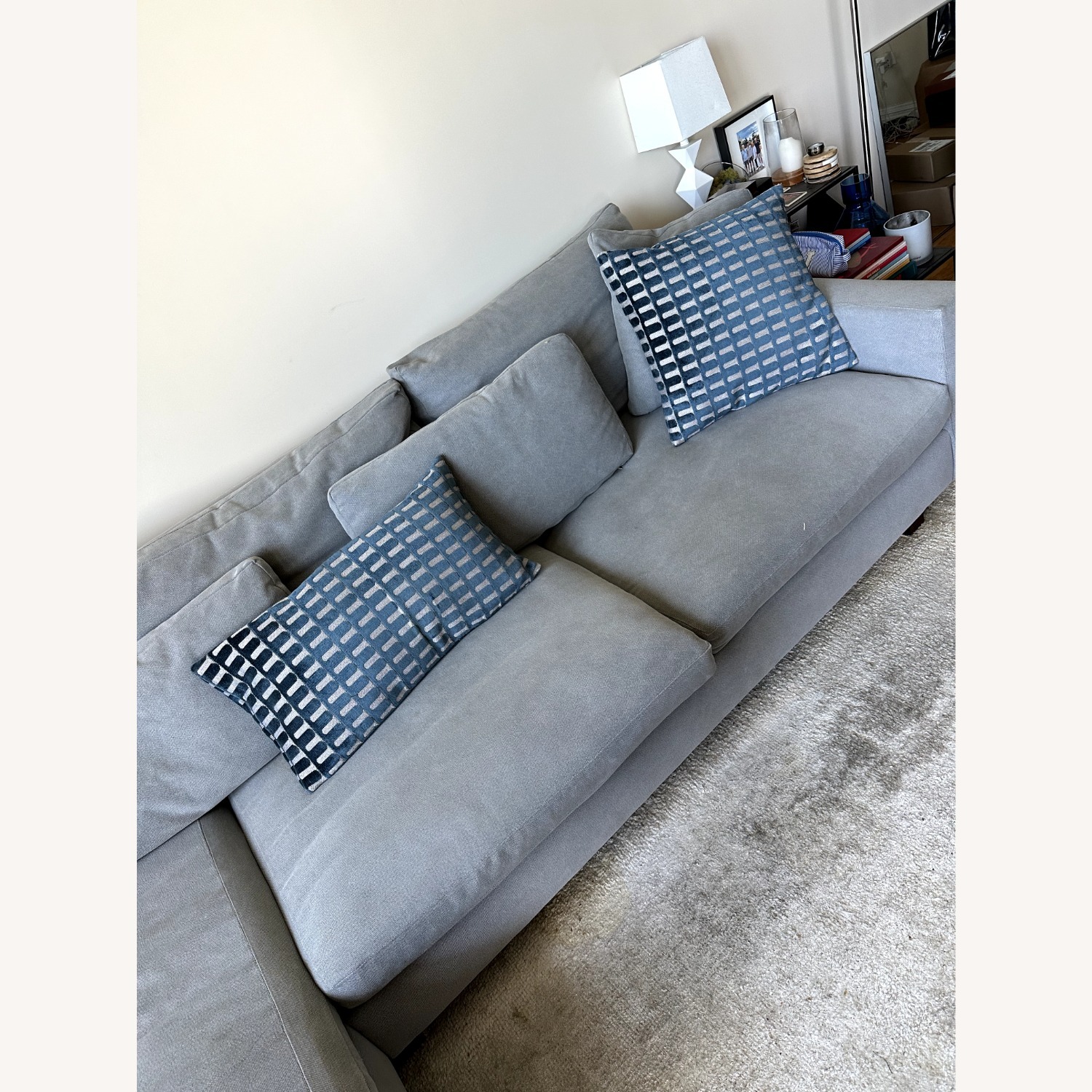 West Elm Harmony Light Gray Fabric Chaise Lounge - image-6