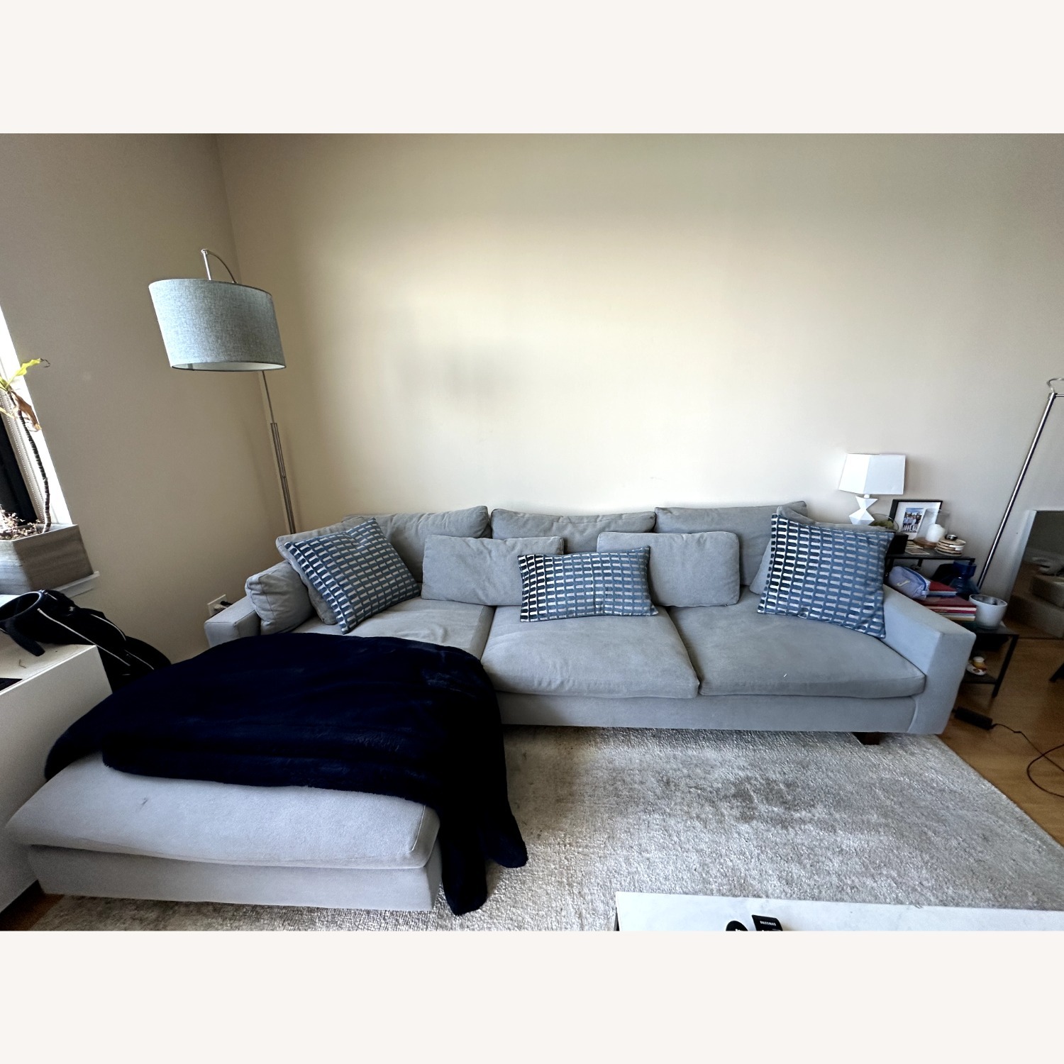 West Elm Harmony Light Gray Fabric Chaise Lounge - image-1