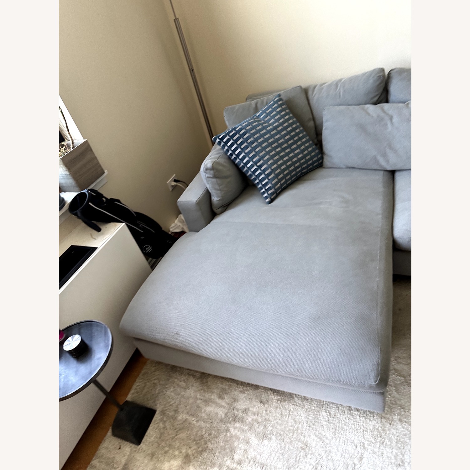 West Elm Harmony Light Gray Fabric Chaise Lounge - image-5