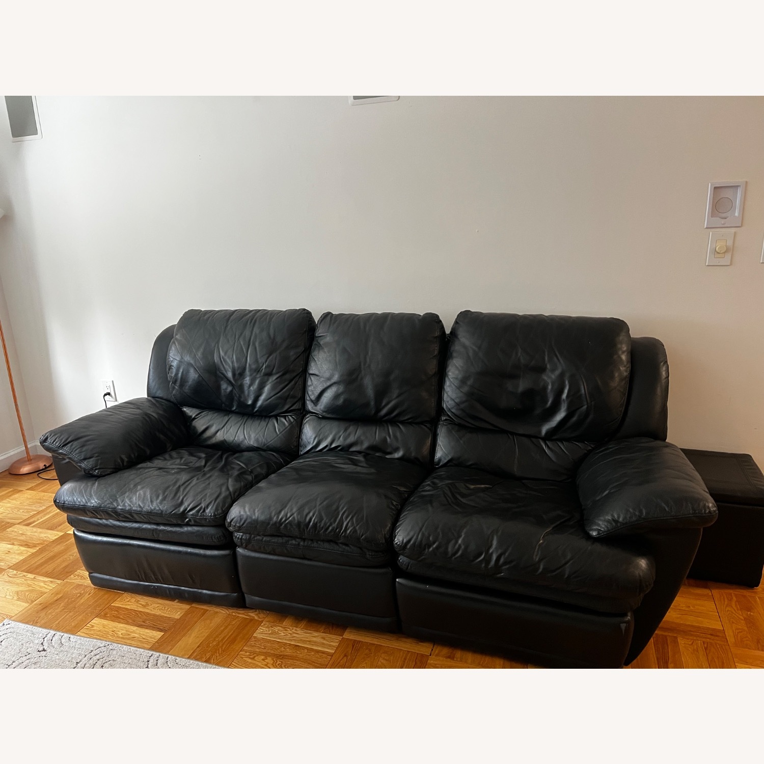 Black Leather 2 Piece Sectional - image-1