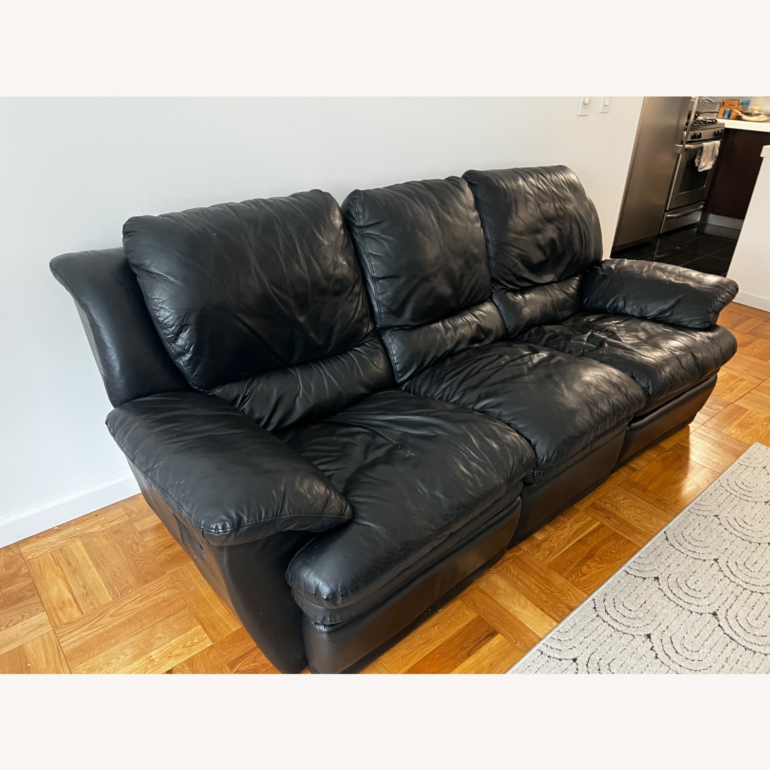 Black Leather 2 Piece Sectional - image-2