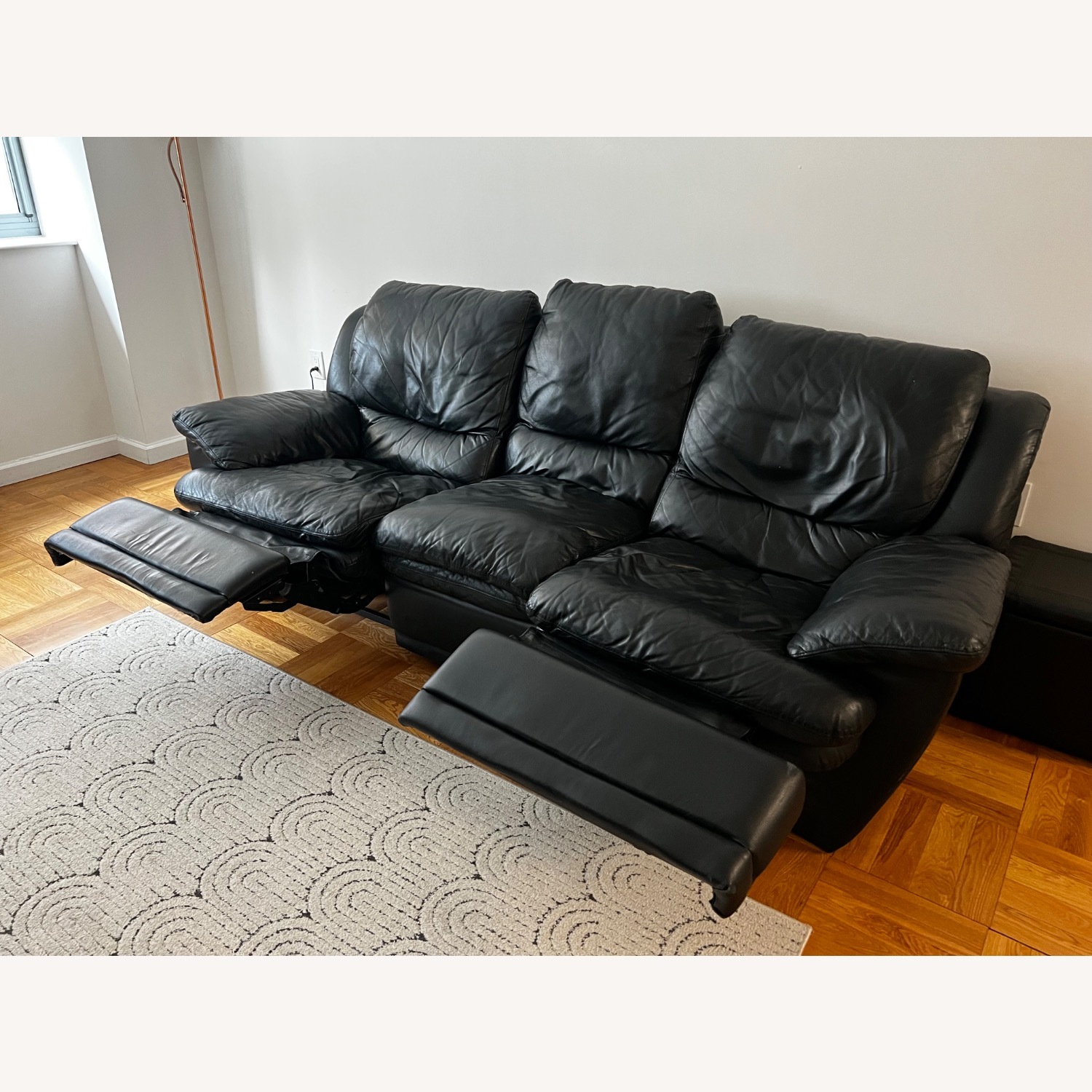 Black Leather 2 Piece Sectional - image-3