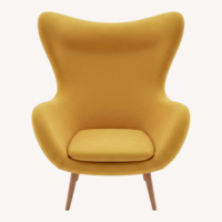 Egg Chair Yellow Velvet Accent Chair