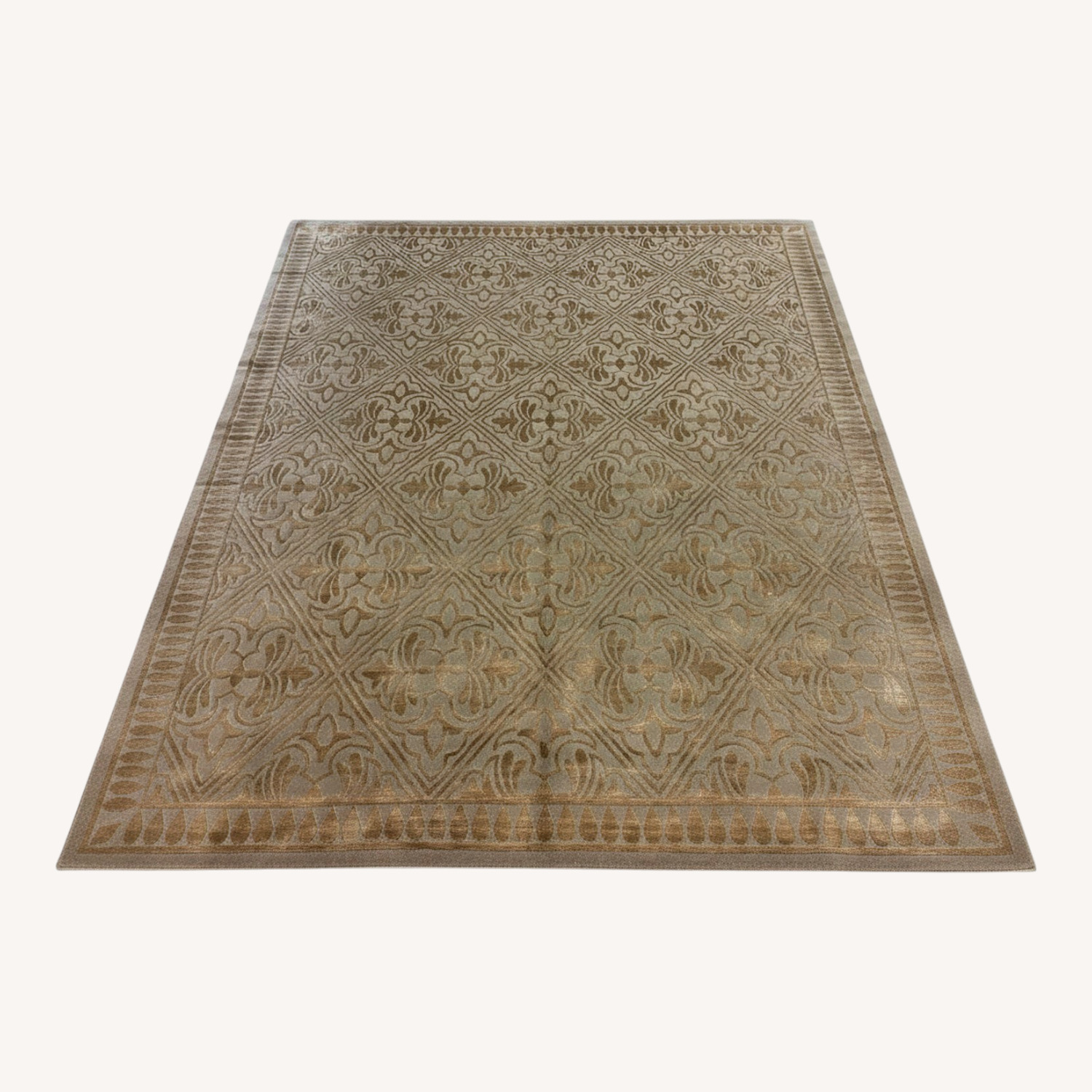 Gold Beige Wool Area Rug 8' x 10' - image-0