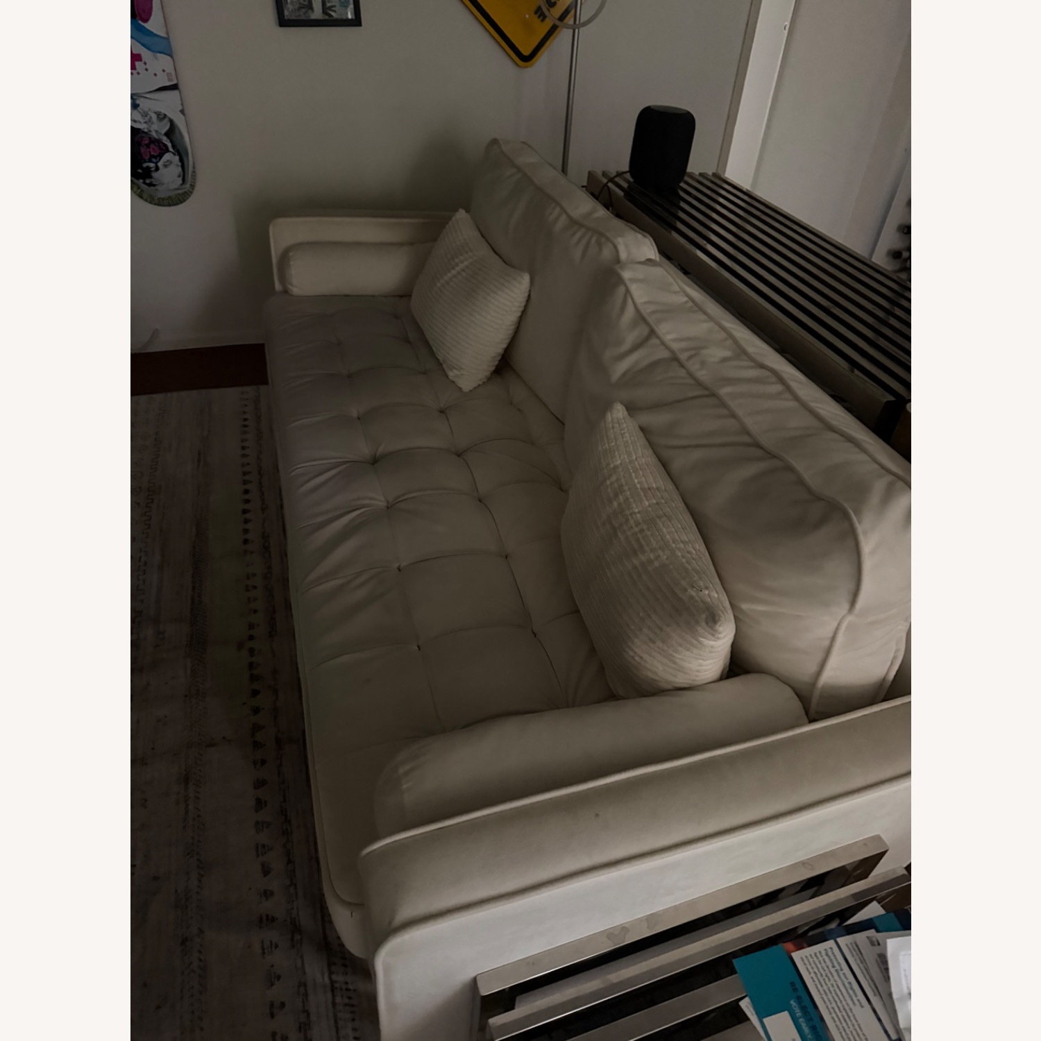 English Elm White Velvet 3+ Seater Sofa - image-2