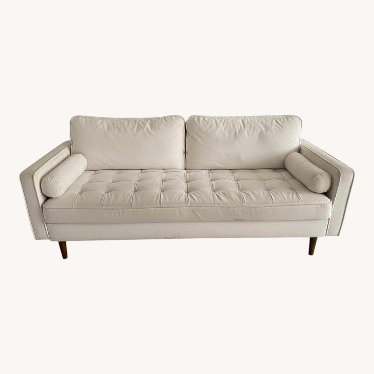 English Elm White Velvet 3+ Seater Sofa - image-0
