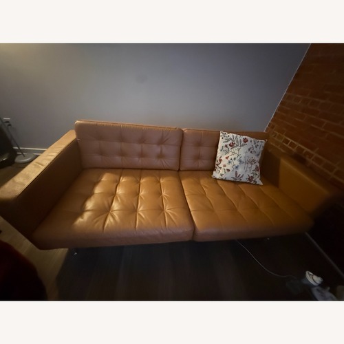 Used IKEA Morabo Golden Brown Gaux Leather Couch for sale on AptDeco
