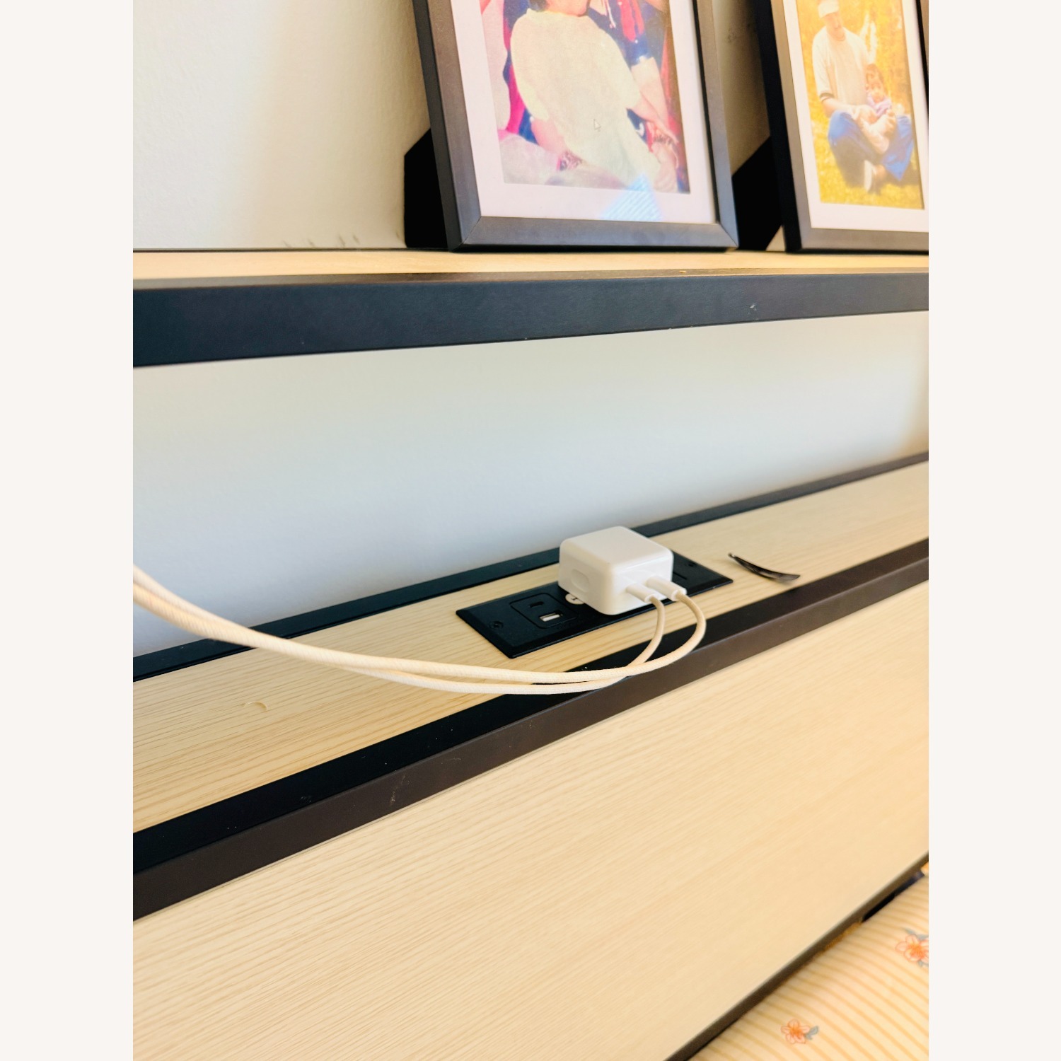 Full Size Bed Frame with Charging Ports & Lights - image-2