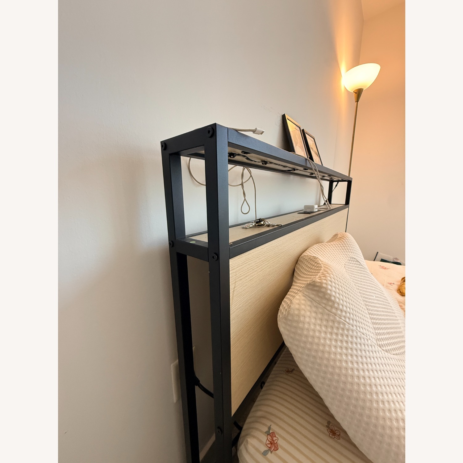 Full Size Bed Frame with Charging Ports & Lights - image-3
