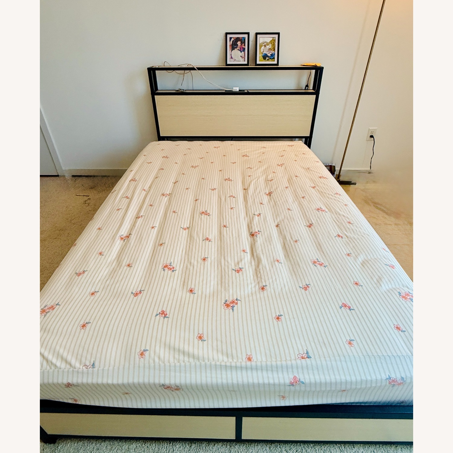 Full Size Bed Frame with Charging Ports & Lights - image-1
