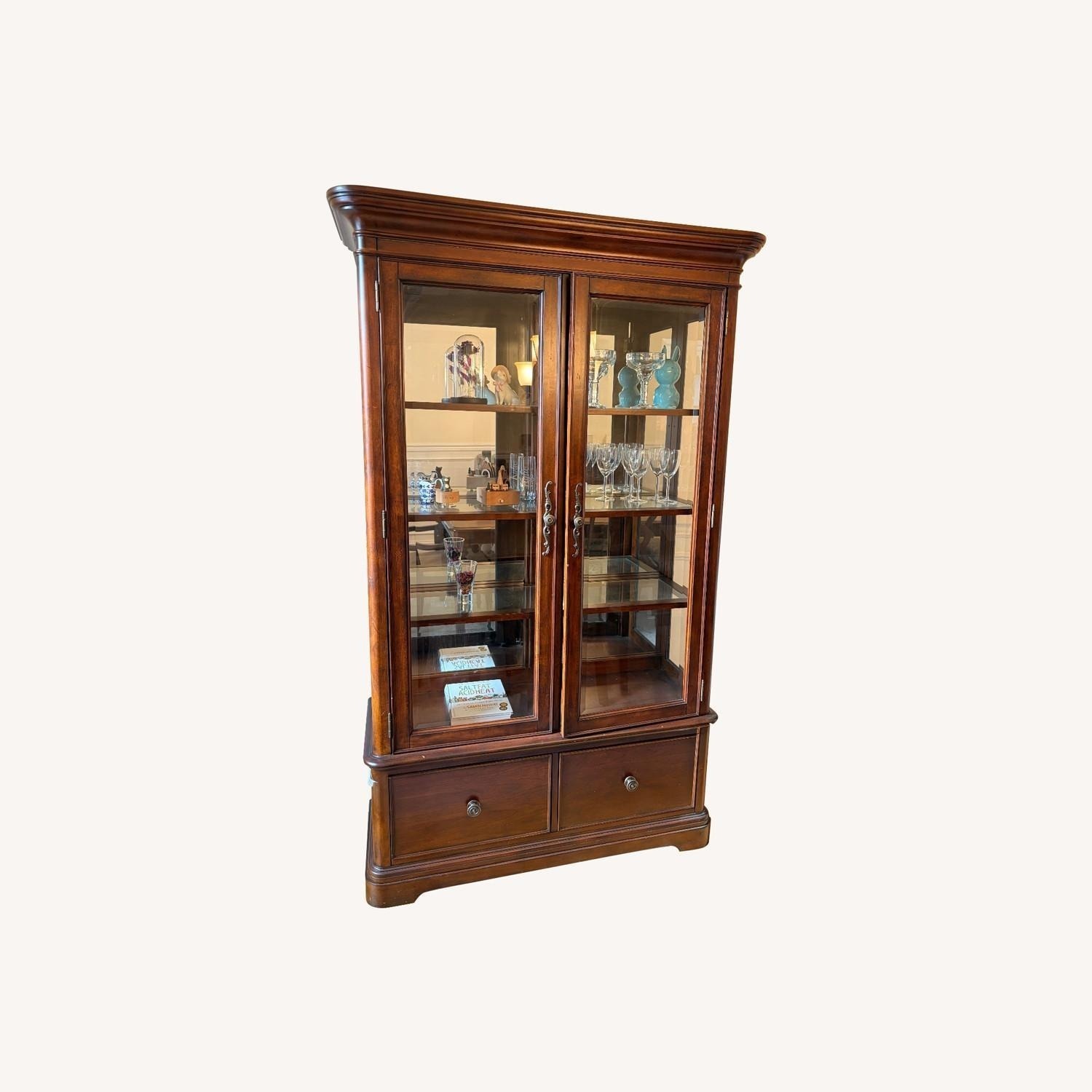 Dark Brown Wood China Cabinet - image-1