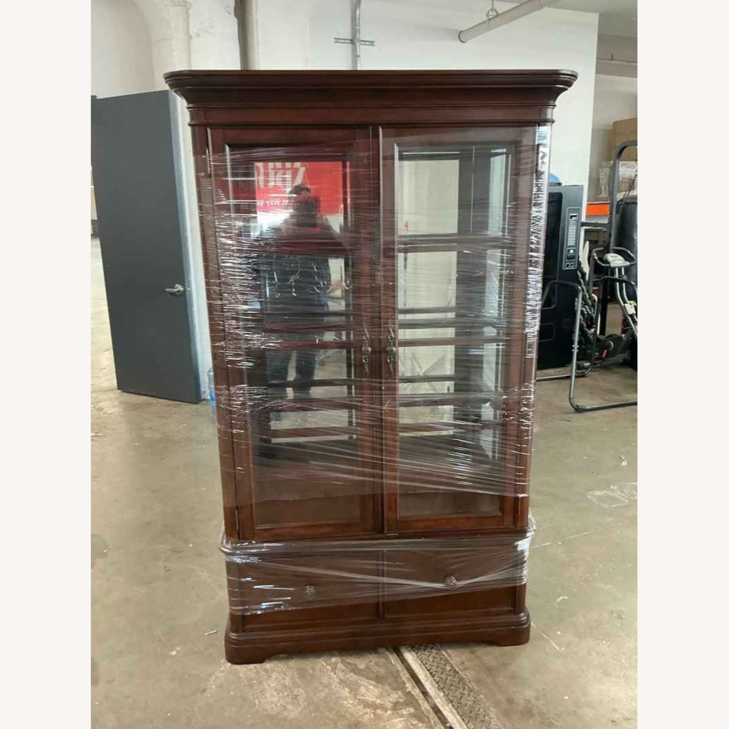 Dark Brown Wood China Cabinet - image-7