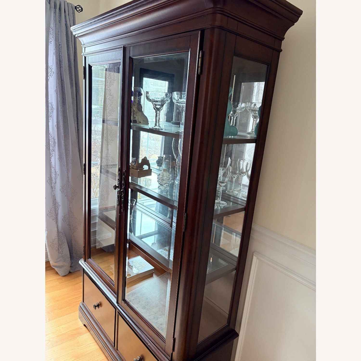 Dark Brown Wood China Cabinet - image-3